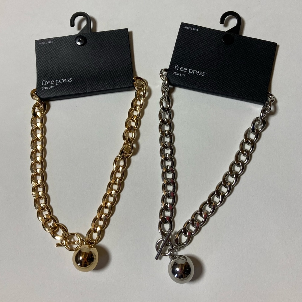 SET of 2 free press Chunky Gold and Silver Chains